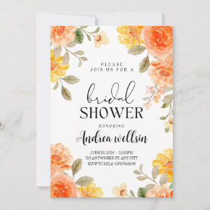 Invitation à la douche nuptiale fleurie de boho or