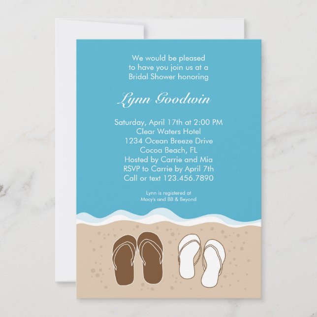 Invitation à la douche nuptiale Flip Flops (Devant)