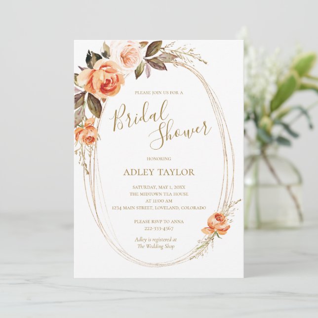 Invitation à la douche nuptiale Floral Boho Automn (Debout devant)