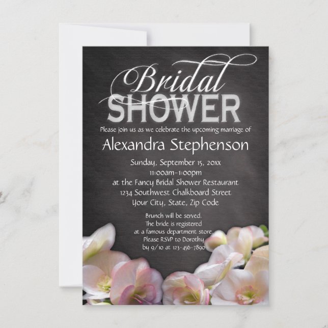 Invitation à la douche nuptiale Floral et Chalkboa (Devant)