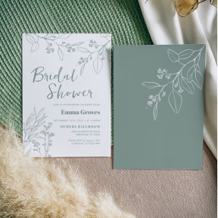 Invitation à la douche nuptiale Floral Sage Green