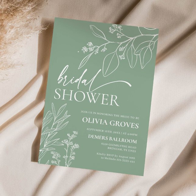 Invitation à la douche nuptiale Floral Sage Green (Créateur téléchargé)