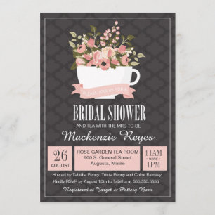 Invitation à la douche nuptiale Floral Teacup, Tea