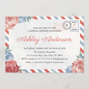 Invitation à la douche nuptiale Floral Travel