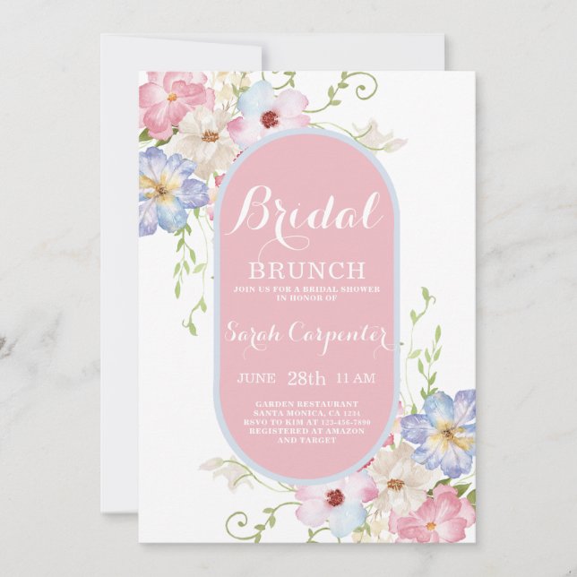Invitation à la douche nuptiale florale (Devant)