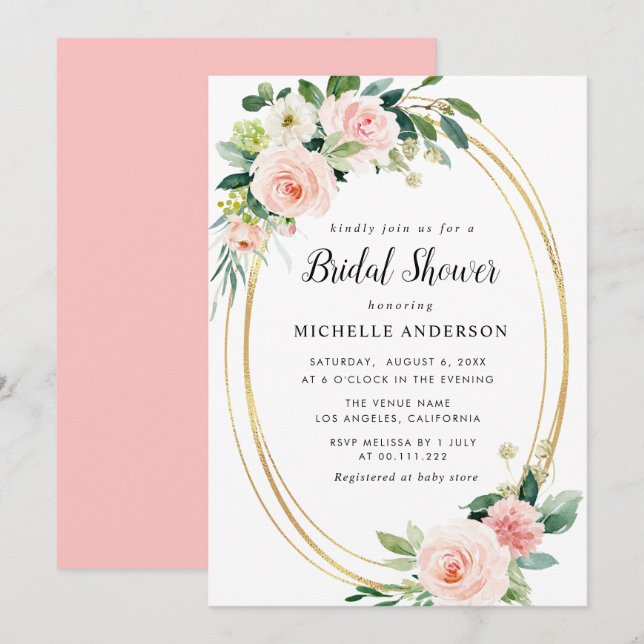 invitation à la douche nuptiale florale (Devant / Derrière)