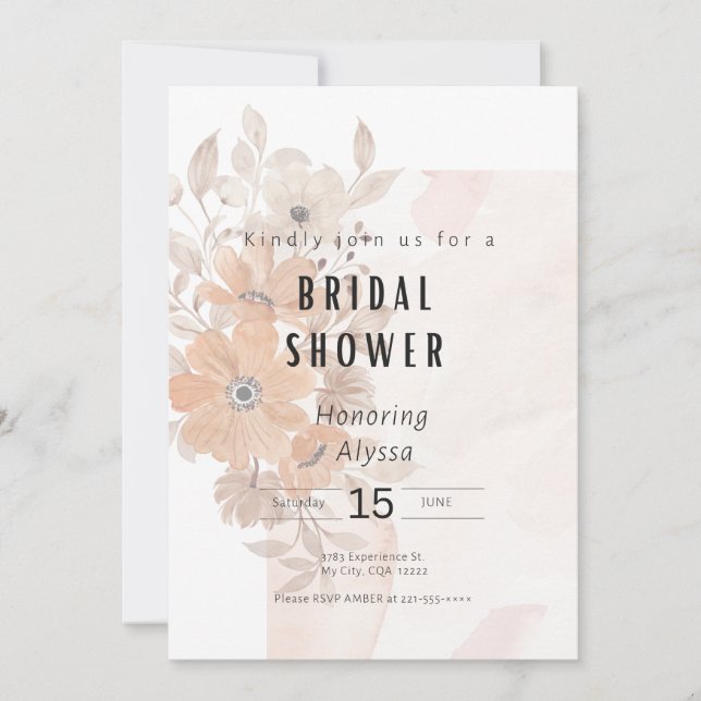 Invitation à la douche nuptiale florale (Devant)