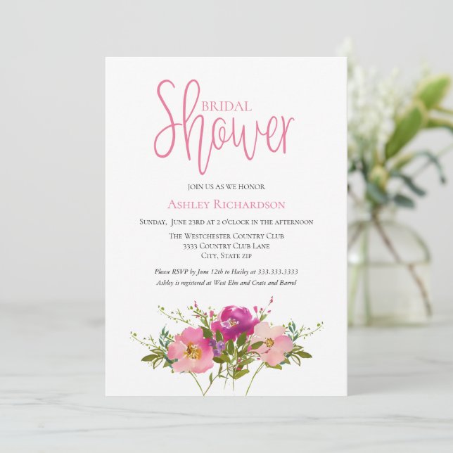 Invitation à la douche nuptiale florale (Debout devant)
