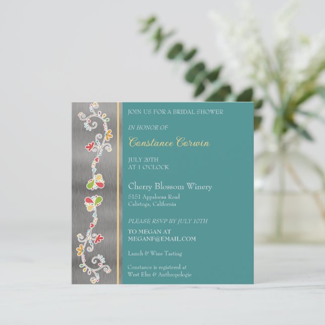 Invitation à la douche nuptiale florale (Debout devant)