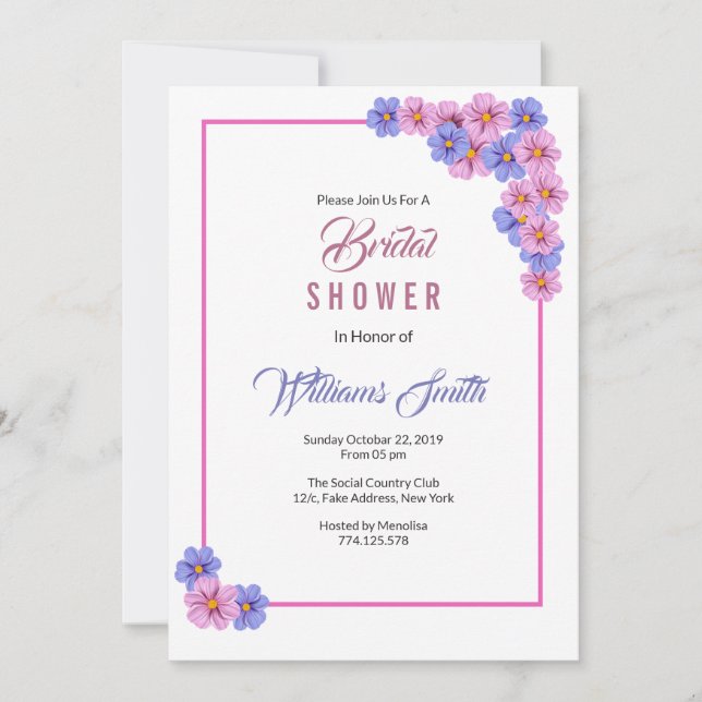 Invitation à la douche nuptiale florale (Devant)