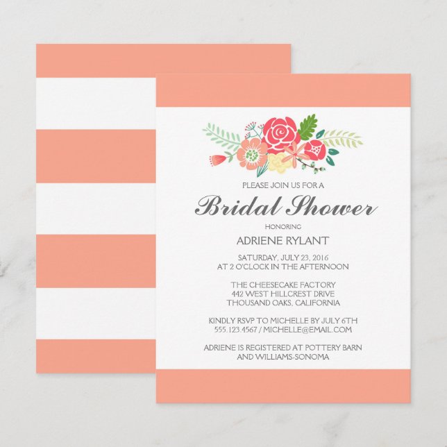 Invitation à la douche nuptiale florale (Devant / Derrière)