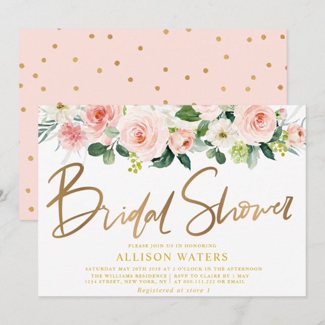 invitation à la douche nuptiale florale (Devant / Derrière)