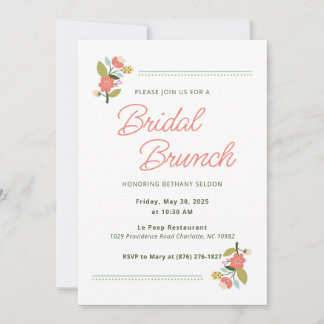 Invitation à la douche nuptiale florale