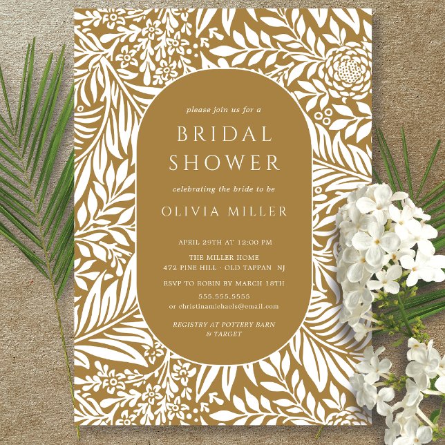 Invitation à la douche nuptiale florale à feuilles (Créateur téléchargé)