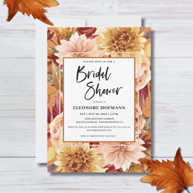 Invitation à la douche nuptiale Florale automne (Créateur téléchargé)