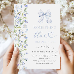 Invitation à la douche nuptiale Florale Bleue