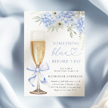Invitation à la douche nuptiale Florale Bleue