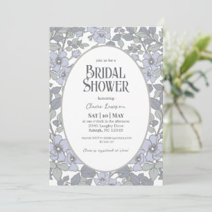 Invitation à la douche nuptiale Florale Bleue