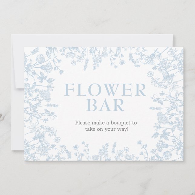 Invitation à la douche nuptiale Florale Blue Chino (Devant)