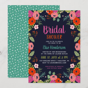 Invitation à la douche nuptiale florale brillante