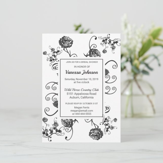 Invitation à la douche nuptiale florale classique (Debout devant)
