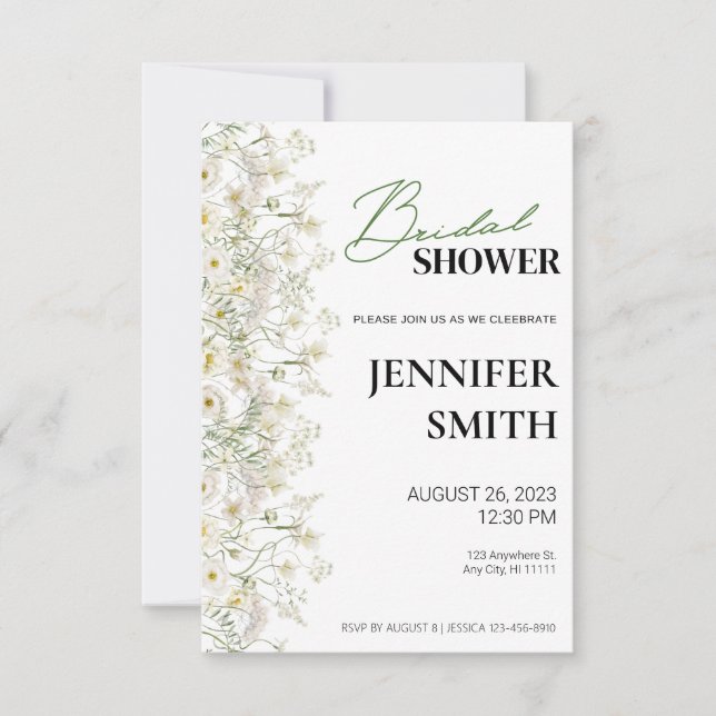 Invitation à la douche nuptiale florale Dainty - T (Devant)