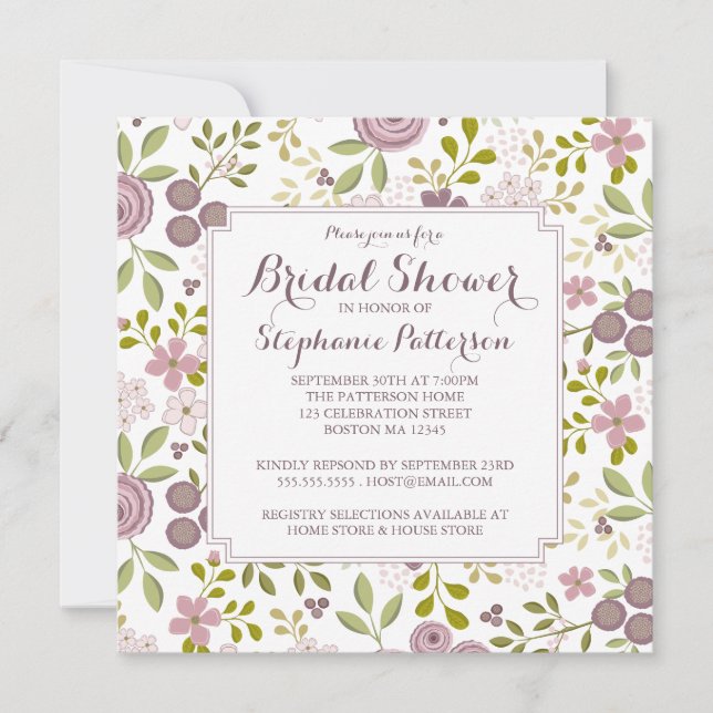 Invitation à la douche nuptiale florale du printem (Devant)
