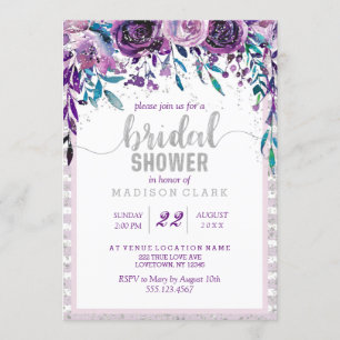 Invitation à la douche nuptiale florale et argenté
