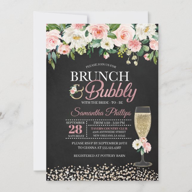 Invitation à la douche nuptiale florale - foncé (Devant)