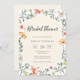 Invitation à la douche nuptiale florale tropicale