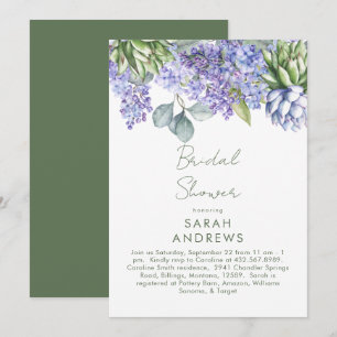 Invitation à la douche nuptiale florale violette