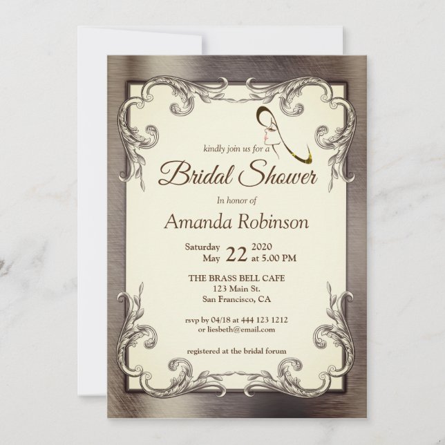 Invitation à la douche nuptiale Foil-Gold-Silver (Devant)