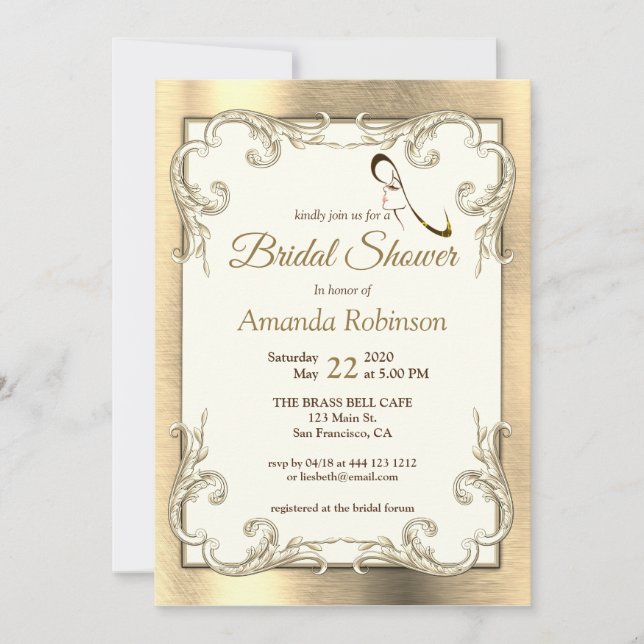Invitation à la douche nuptiale Foil-Gold-Silver (Devant)