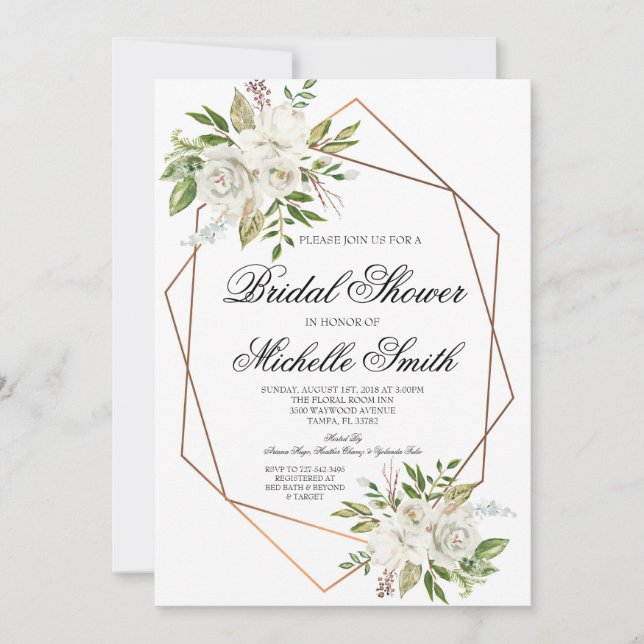 Invitation à la douche nuptiale géométrique Floral (Devant)