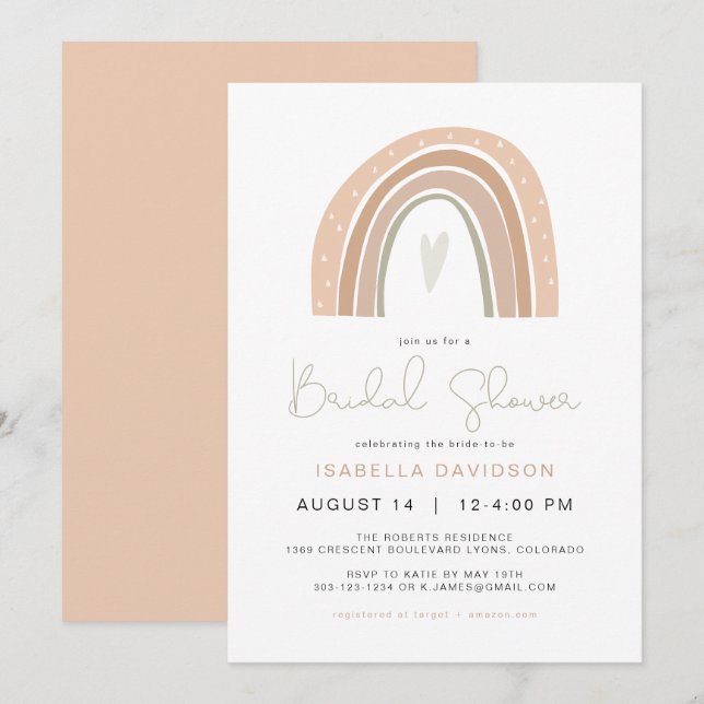 Invitation à la douche nuptiale GITA Pastel Rainbo (Devant / Derrière)