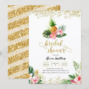 Invitation à la douche nuptiale Gold Tropical