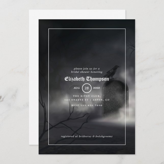 Invitation à la douche nuptiale gothique d'Hallowe (Devant / Derrière)