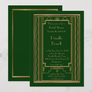 Invitation à la douche nuptiale, grand Gatsby vert