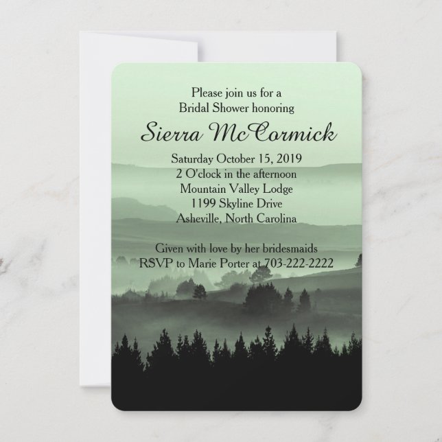 Invitation à la douche nuptiale Green Rustic Mount (Devant)