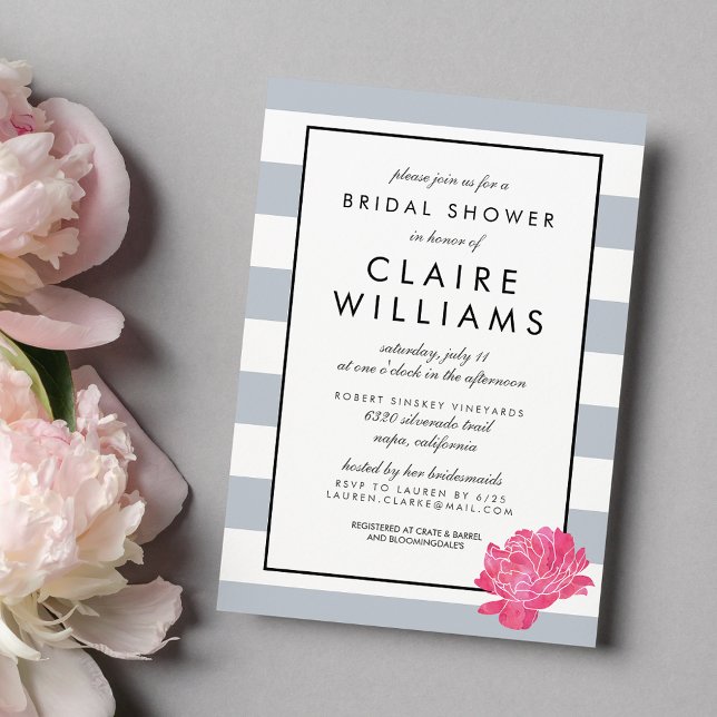 Invitation à la douche nuptiale Gris Gris et rose  (Créateur téléchargé)