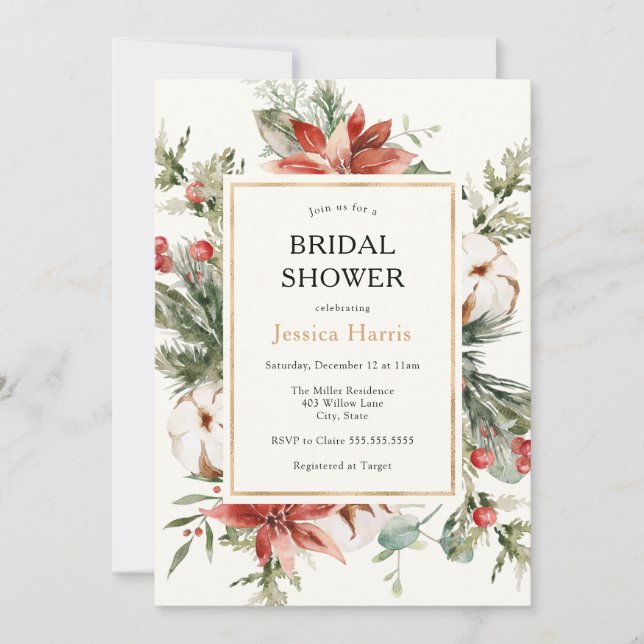 Invitation à la douche nuptiale hiver (Devant)