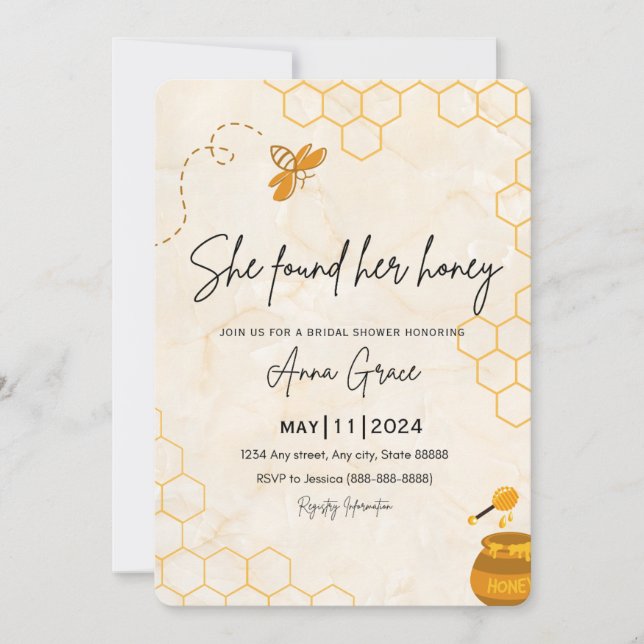 Invitation à la douche nuptiale Honeypeb (Devant)