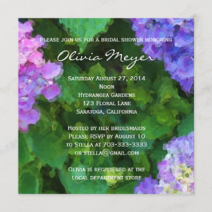 Invitation à la douche nuptiale Hydrangeas Waterco