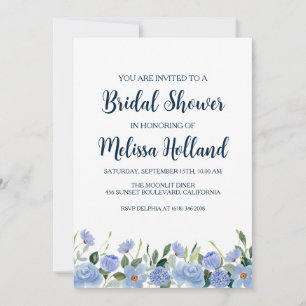 invitation à la douche nuptiale hydrangée bleu pou