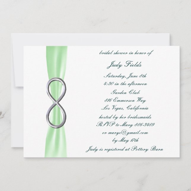 Invitation à la douche nuptiale Infinity verte (Devant)