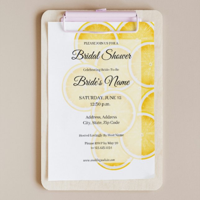 Invitation à la douche nuptiale jaune Lemon Spritz (Créateur téléchargé)