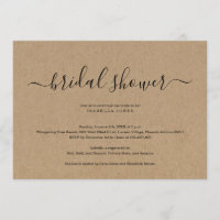Invitation à la douche nuptiale Kraft