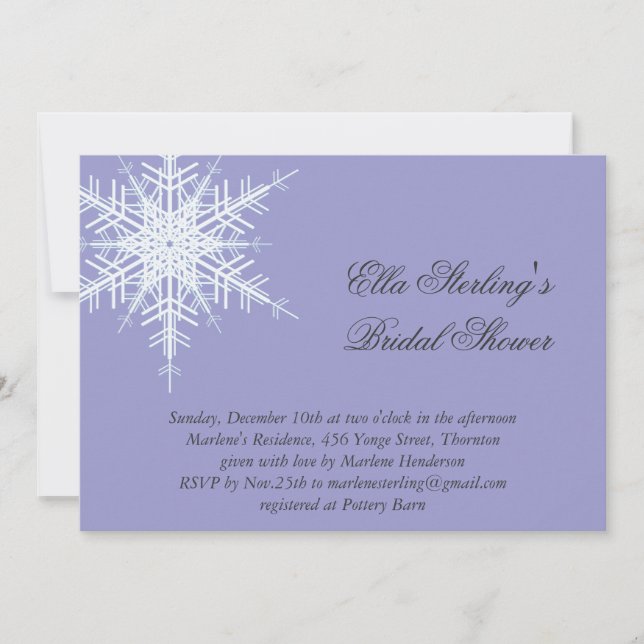 Invitation à la douche nuptiale Lavender Winter Sn (Devant)