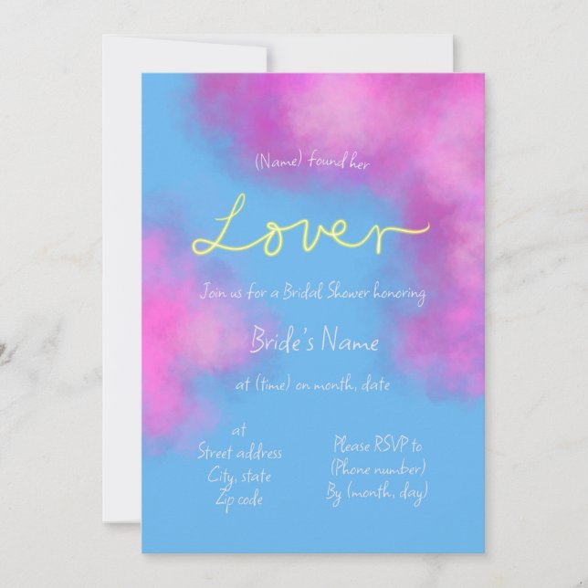 Invitation à la douche nuptiale Lover Pastel (Devant)