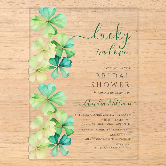 Invitation à la douche nuptiale Lucky Clover (Recto)